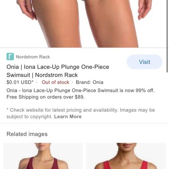 With Tags $175 Onia Iona Lace Up Plunge Swimsuit Size Large - Picture 4 of 11